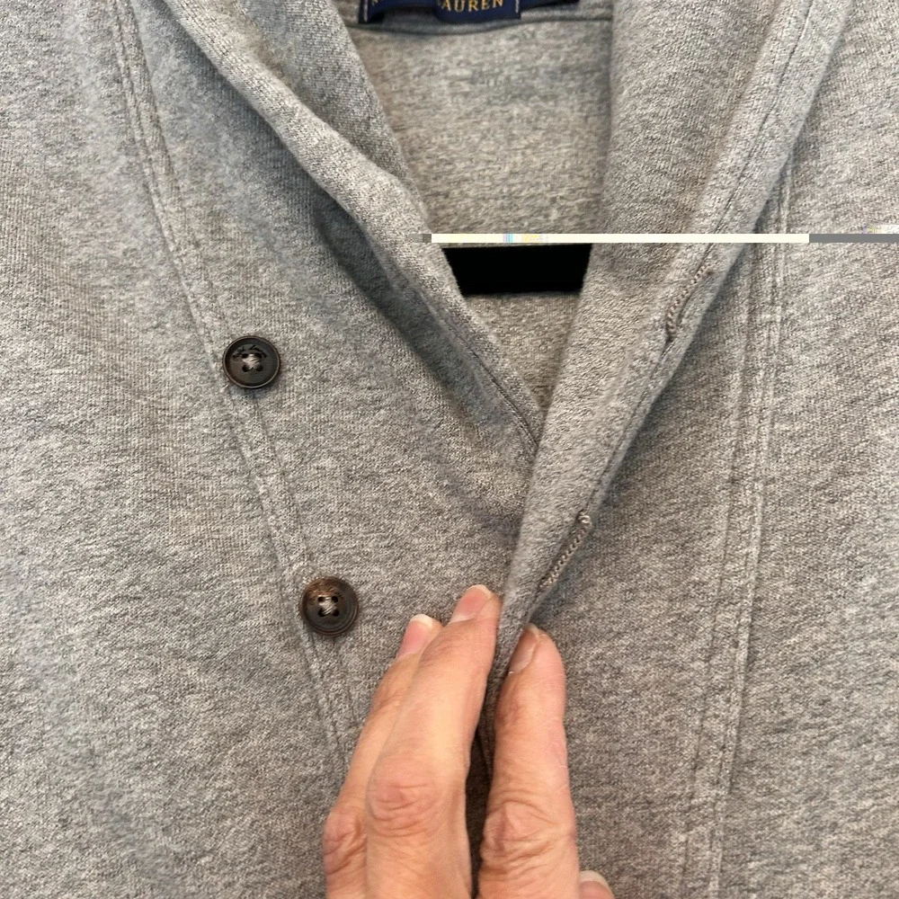 Polo Ralph Lauren Shawl Collar Cardigan Sweater Small Gray Cotton Blend Classic